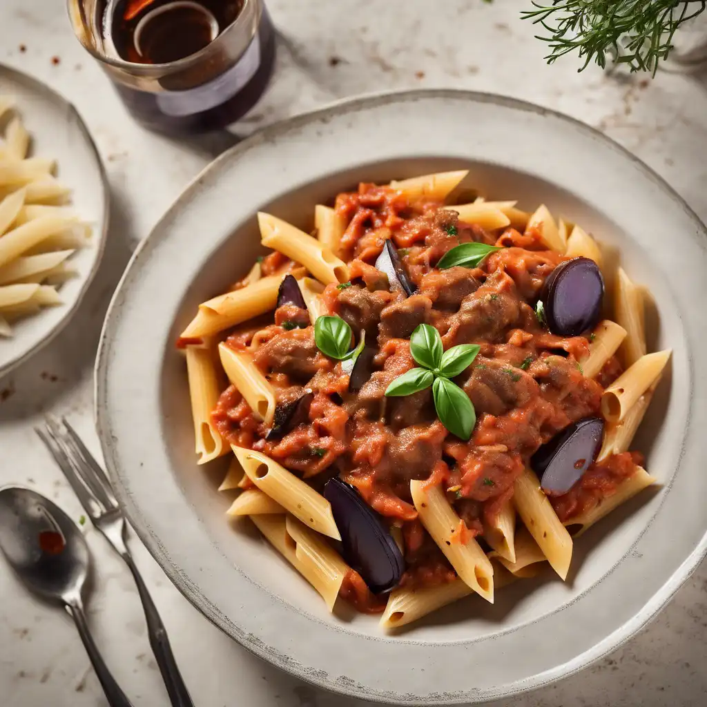 Penne with Meat and Eggplant Sauce