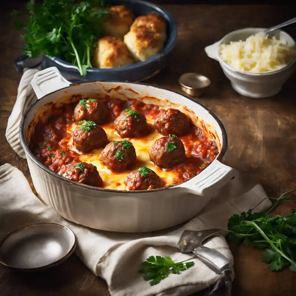 Mozzarella Stuffed Meatball Casserole