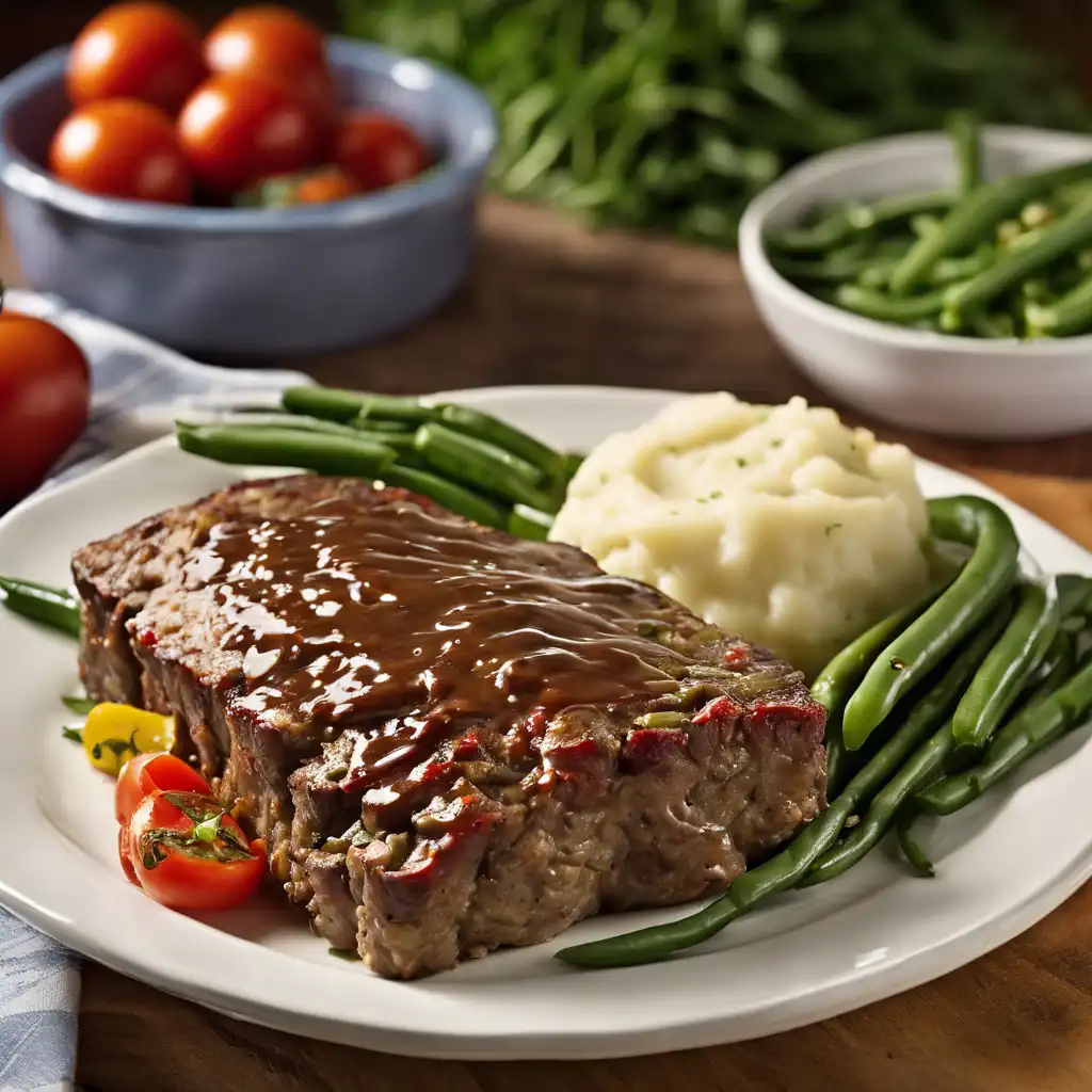 Moist Meatloaf with Mashed Potatoes and Vegetables