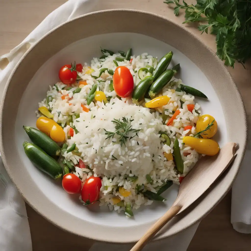 Rice with Vegetables and White Cheese