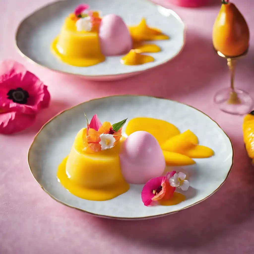 Pineapple Mousse with Mango Sauce