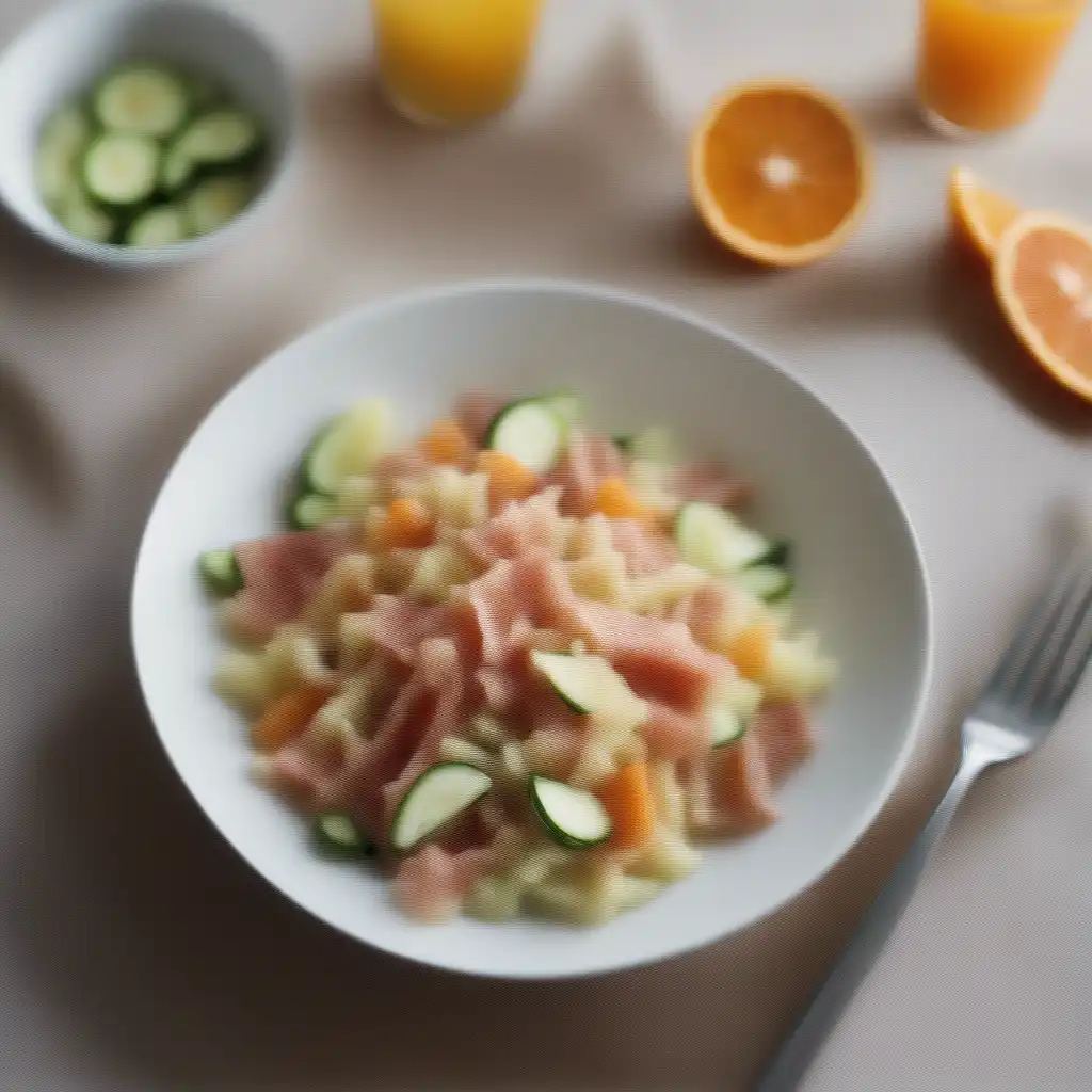 Risoni Salad with Prosciutto, Cucumber, and Orange Juice