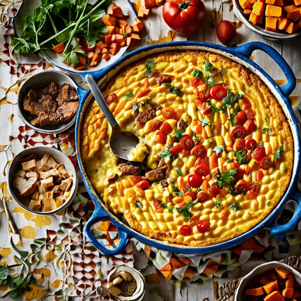 Moroccan-Style Corn Pudding with Chicken and Vegetables