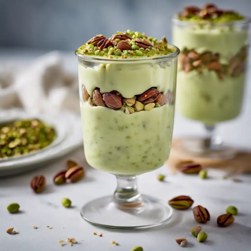 Pistachio and Vanilla Pudding with Pecan Praline