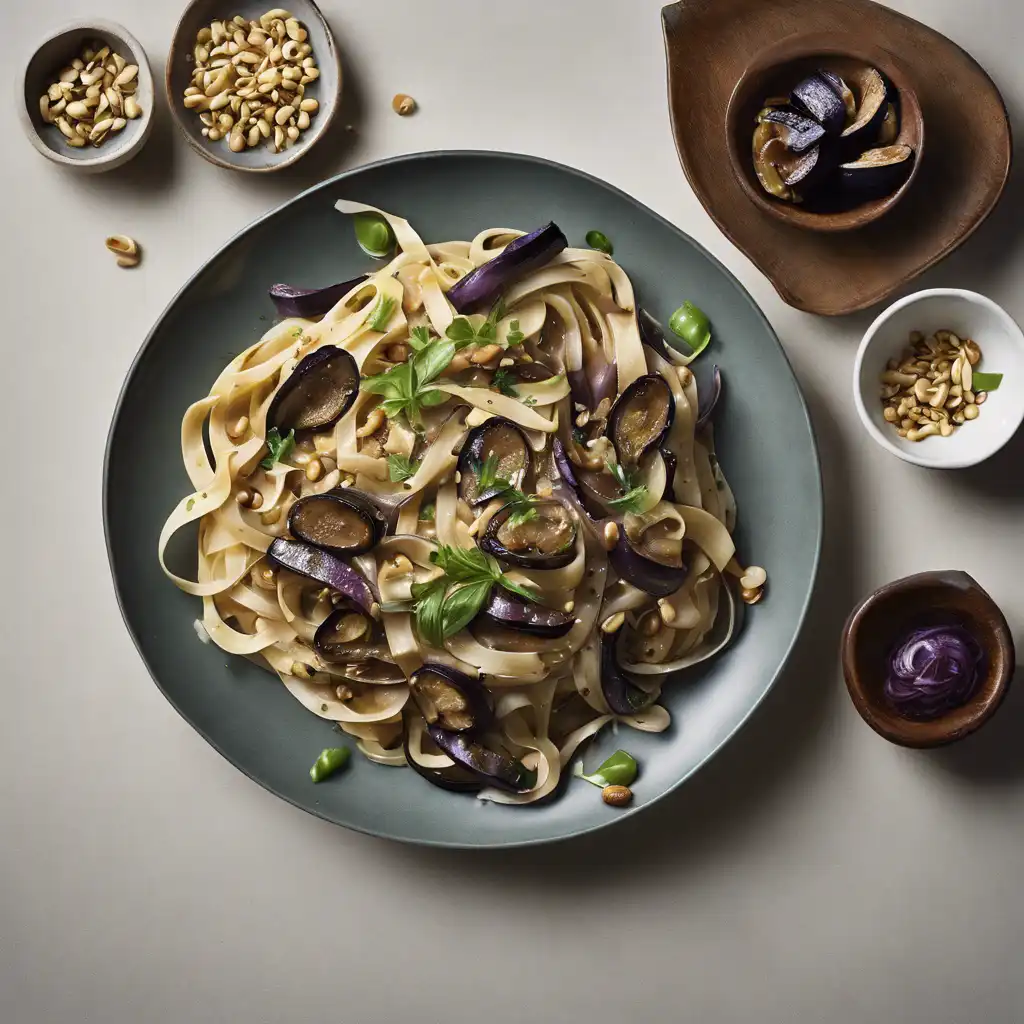 Fettuccine with Eggplant, Anchovies, and Pine Nuts