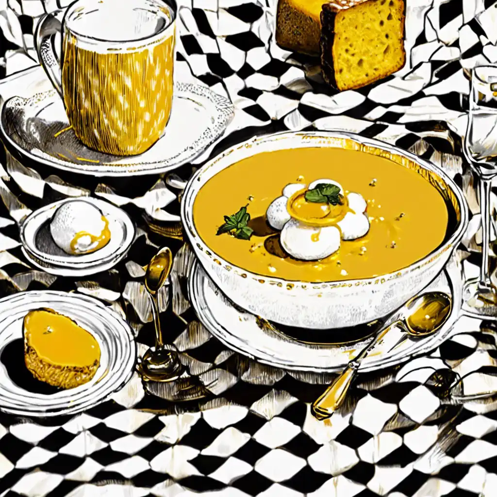 Golden Soup with Lemon Sorbet