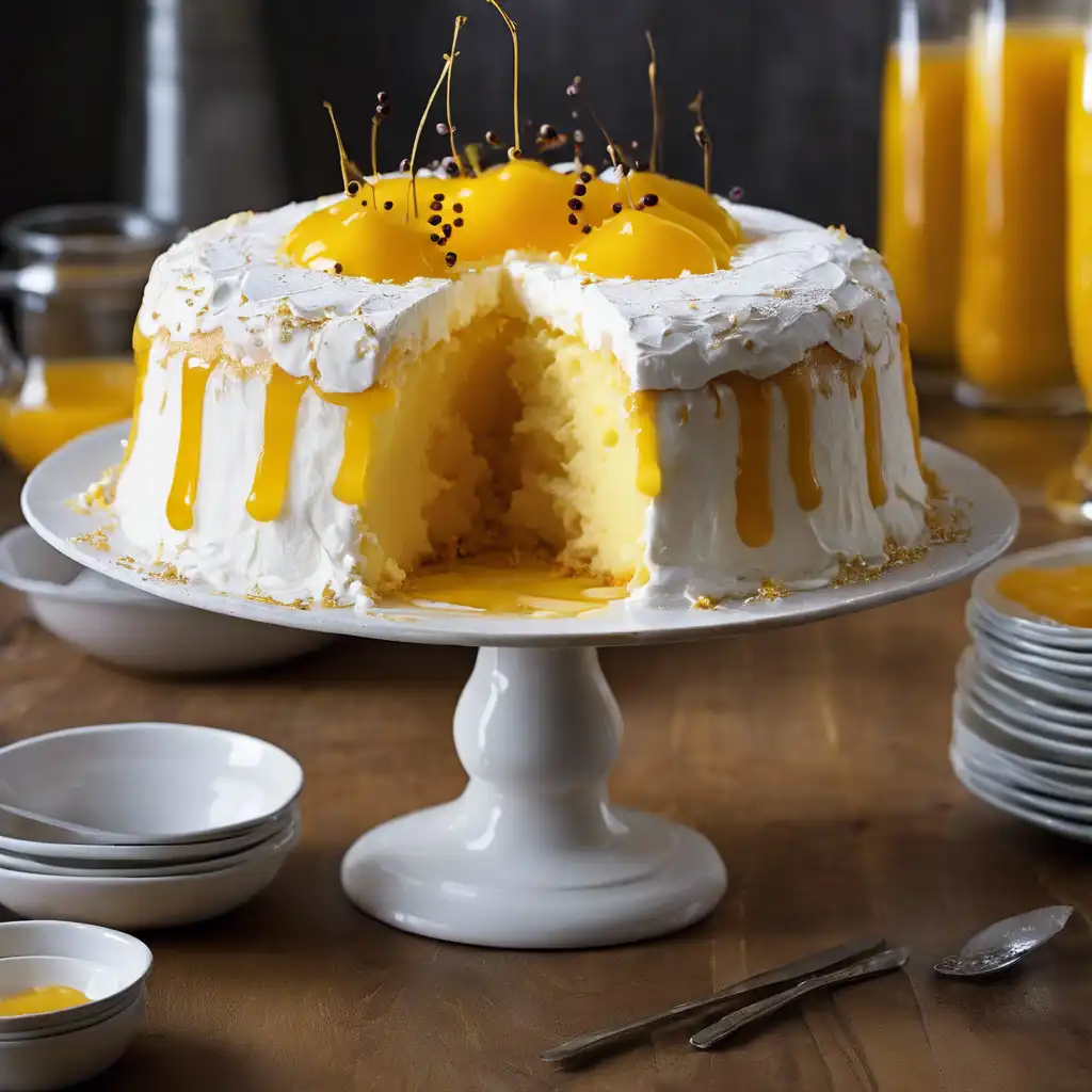 Angel Food Cake with Passion Fruit Syrup and Whipped Cream