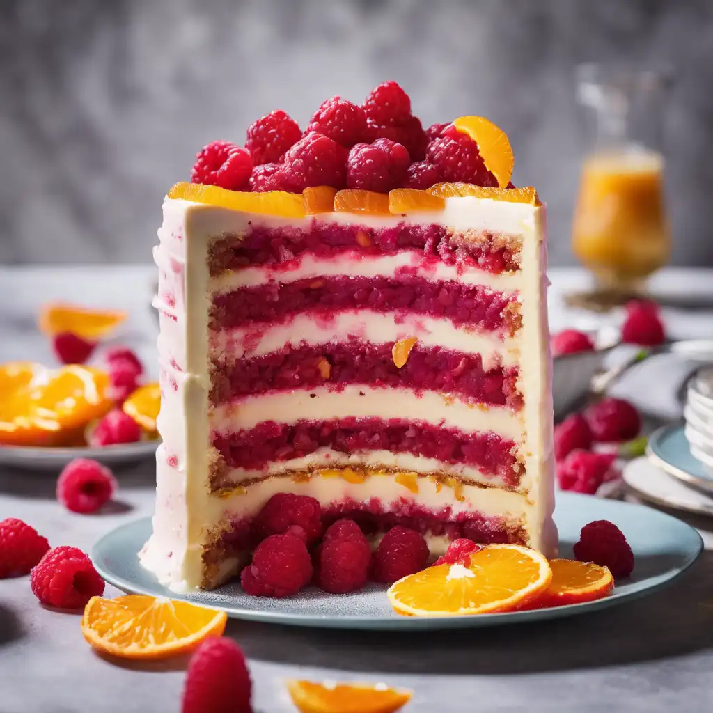 Raspberry Layer Cake with Candied Orange Peel