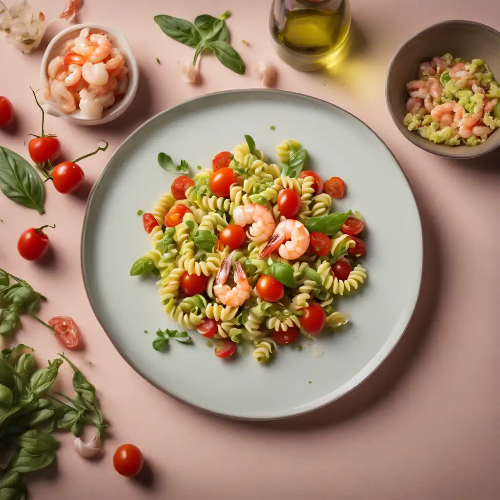 Fusilli Salad with Cherry Tomato, Fava Bean, and Shrimp