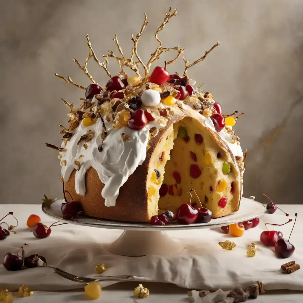 Fruit Panettone with Whipped Cream and Marshmallow