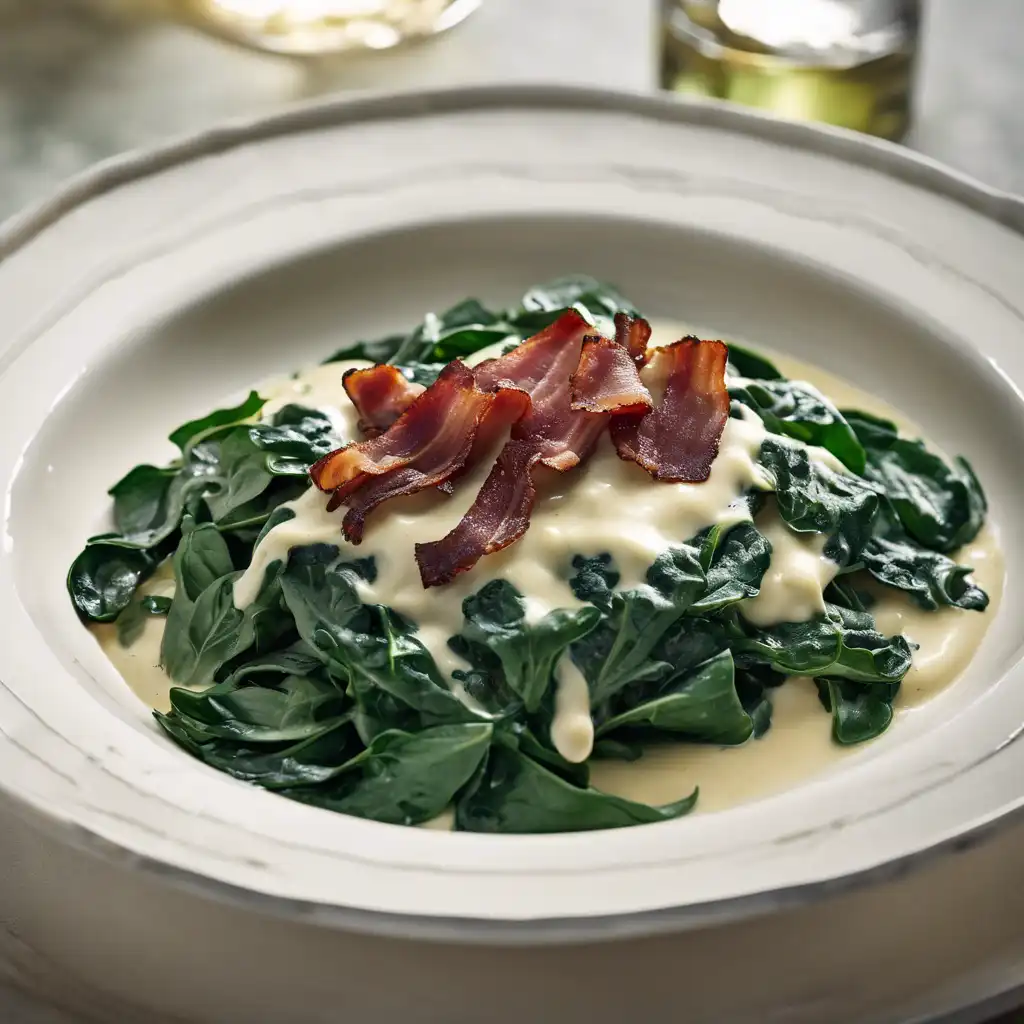 Cream of Spinach, Crispy Bacon and Green Onion Cream