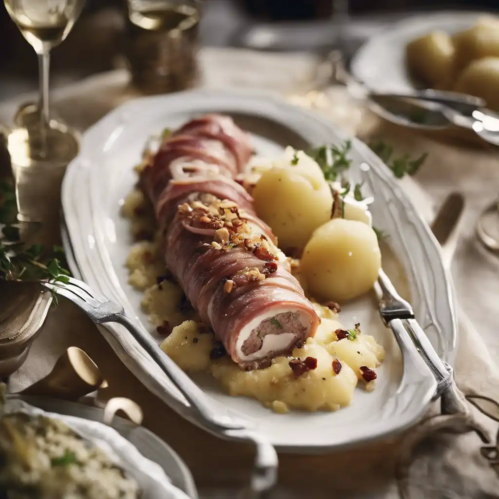 Wilted Veal Roll with Pancetta Crumble