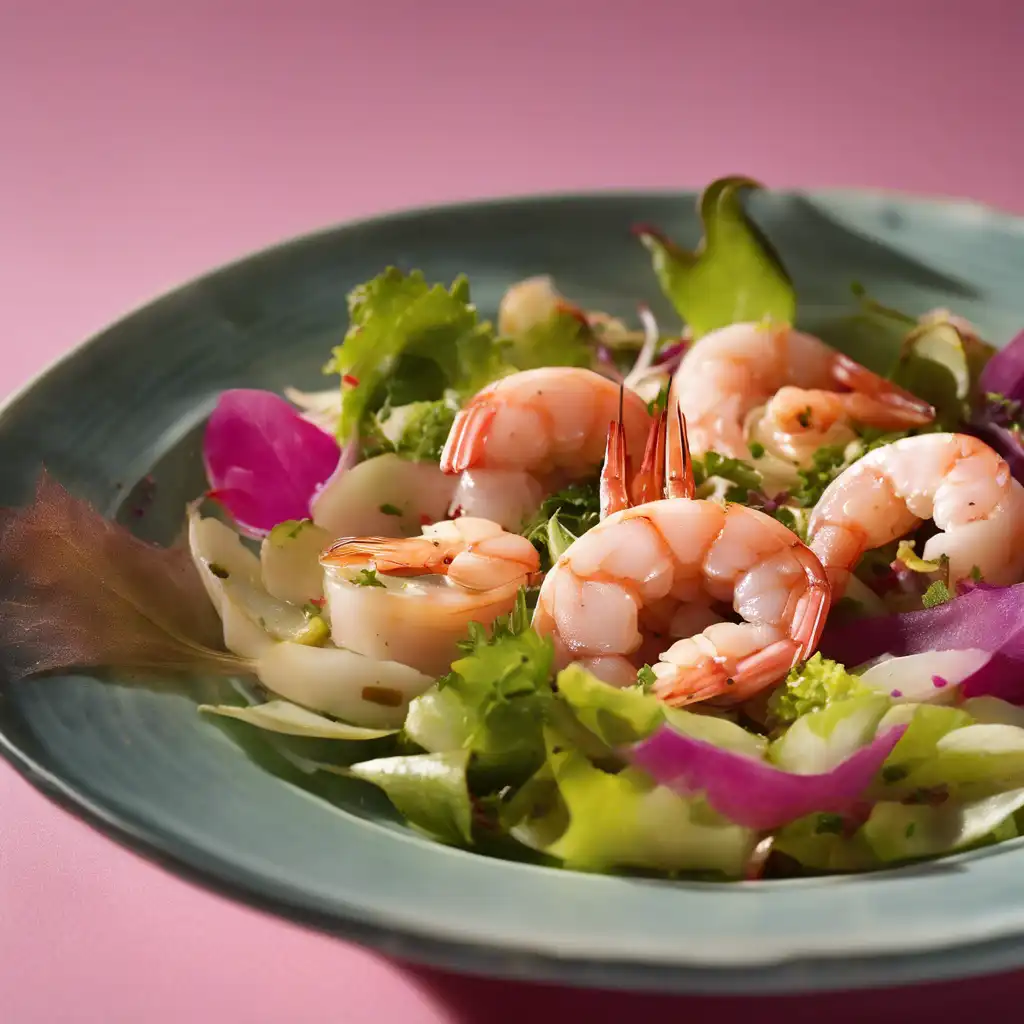 Steamed Camarones and Leaf Salad