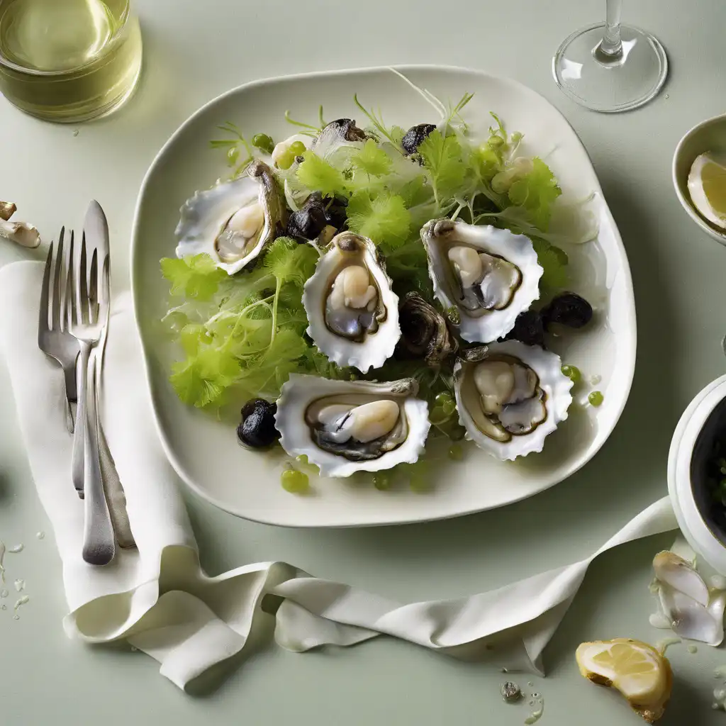 Frisée and Oyster Salad with Green Grapes