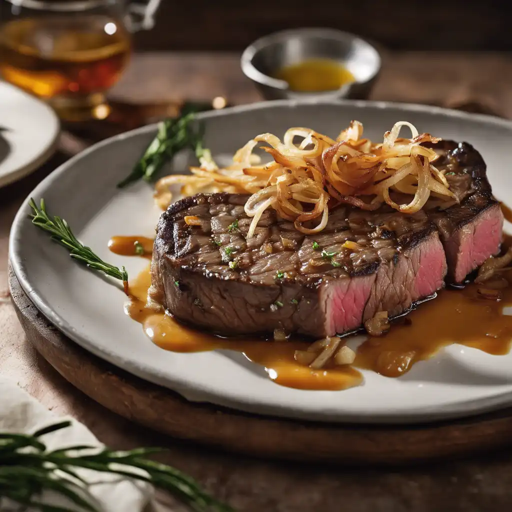 Pan-Seared Steak with Fried Onion