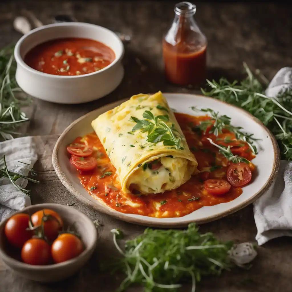 Stuffed Omelette with Tomato Sauce