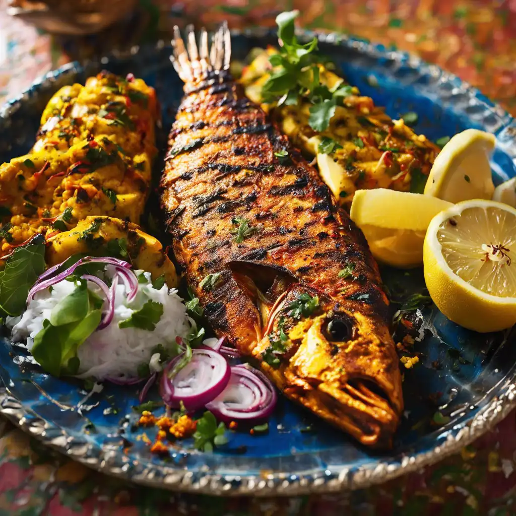 Foto de Peixe tandoori na brasa (peixe com tempero picante)
