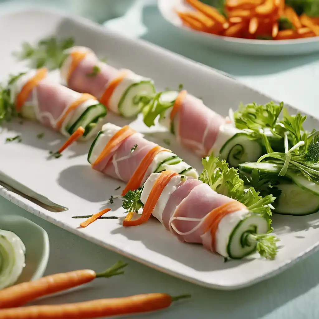 Ham and Mozzarella Rolls with Salad