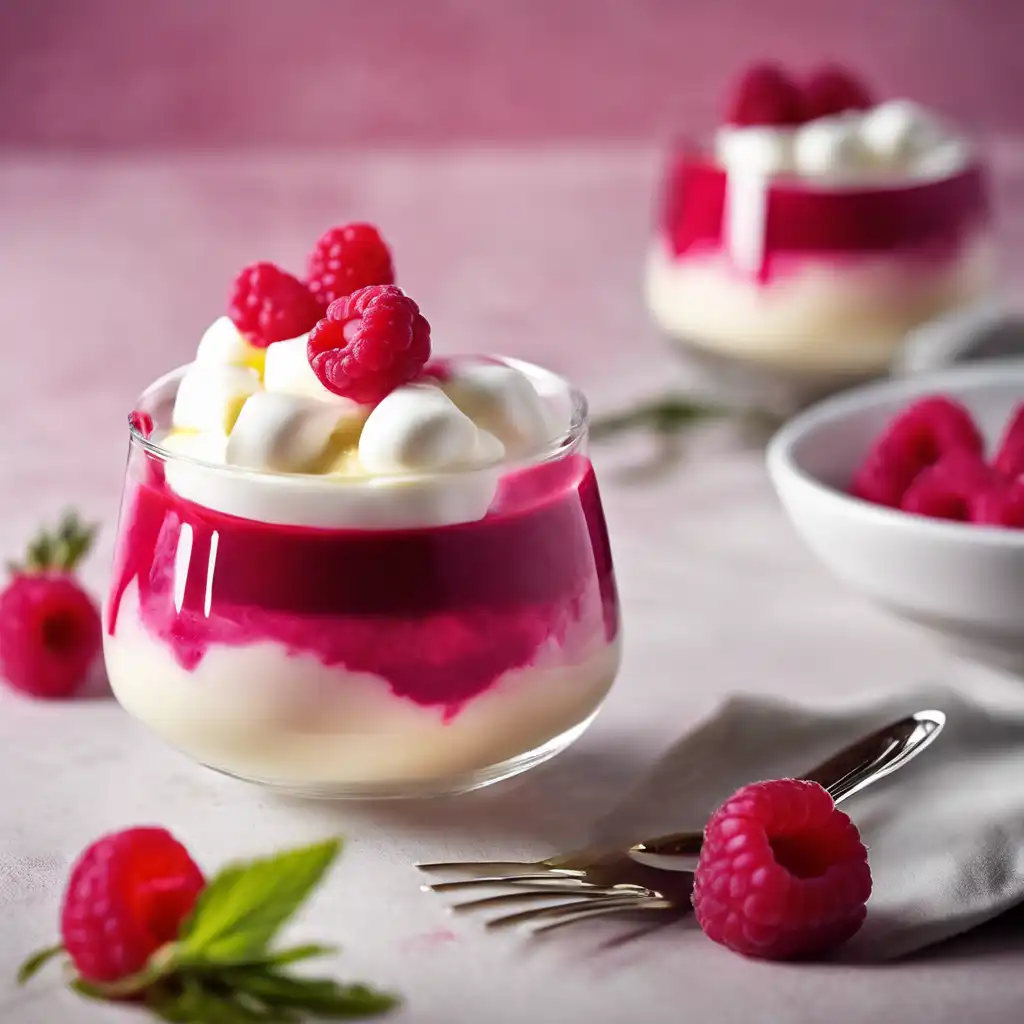 Raspberry Panna Cotta with Pineapple and Whipped Cream