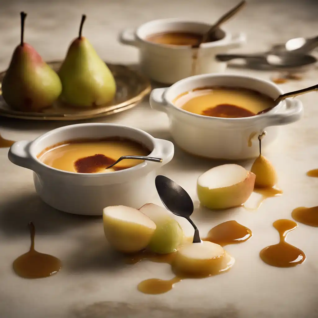 Vanilla Crème Brûlée with Pear in Caramel Sauce