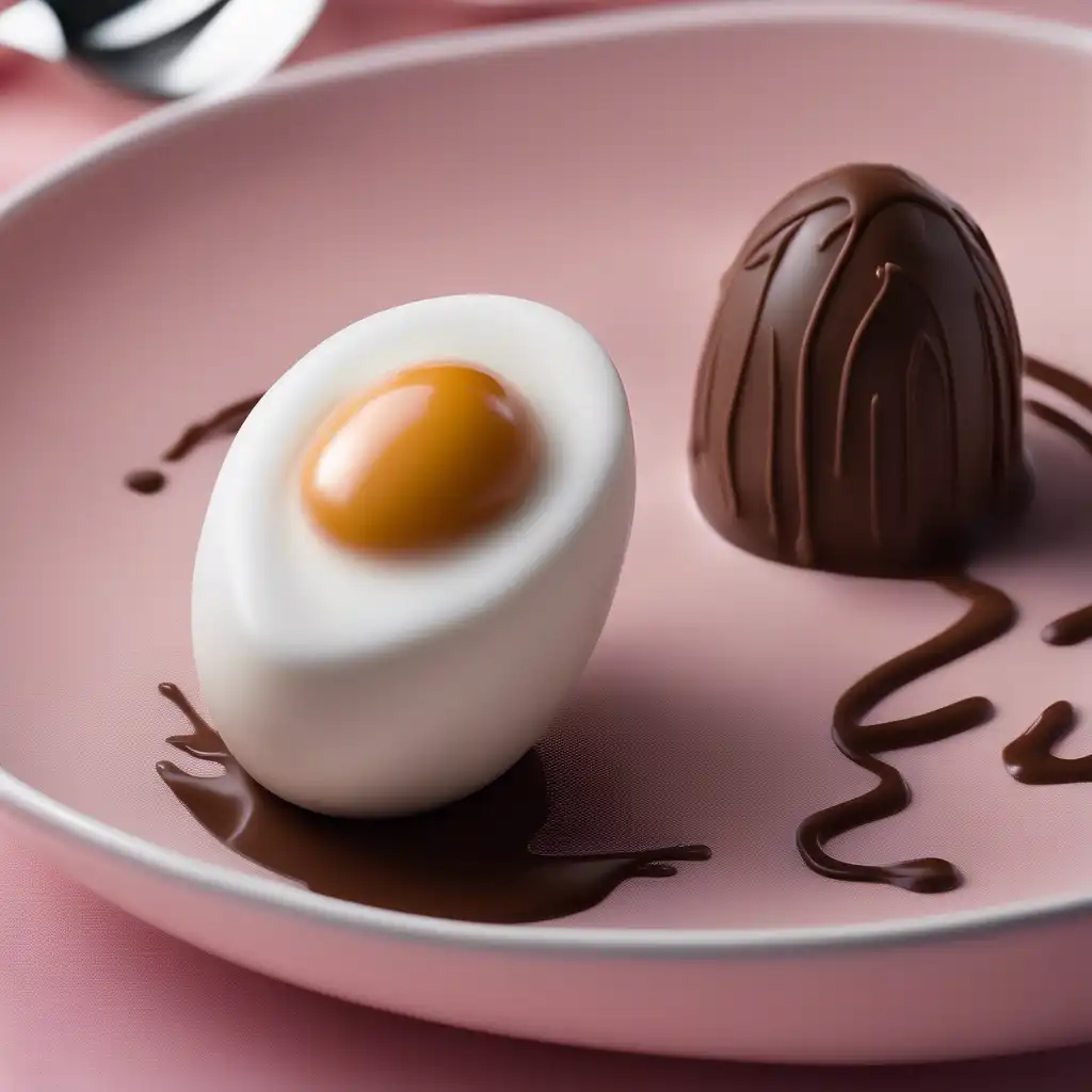 Chocolate-Filled Egg with Strawberry Gelato