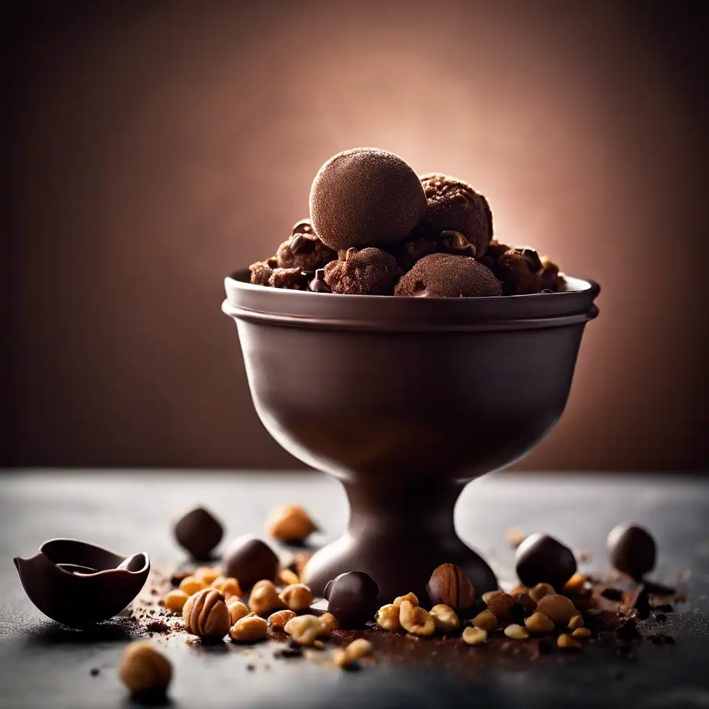 Chocolate Sorbet with Caramelized Hazelnuts and Spices