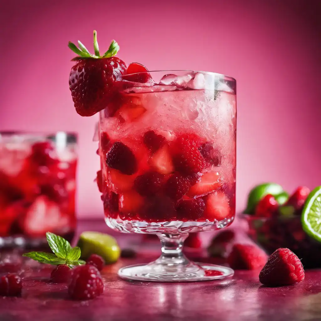 Strawberry and Raspberry Caipirinha with Red Fruits