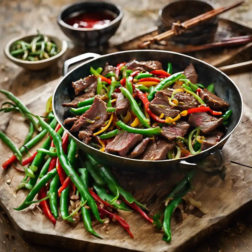 Bean and Peas Stir-Fry with Beef