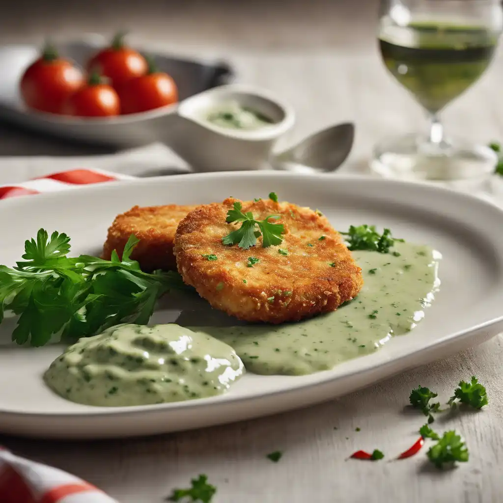 Breaded Cutlet with Garlic-Parsley Sauce