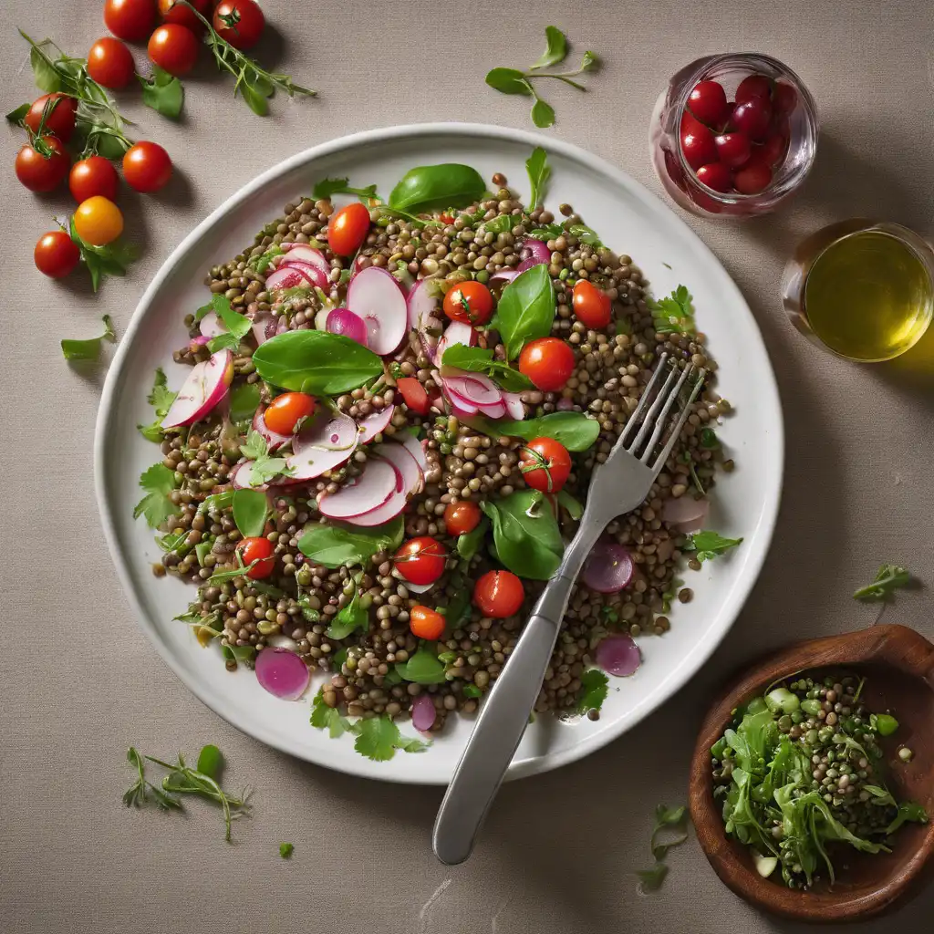 Lentil Salad with Pheasant Shreds and Early Radish