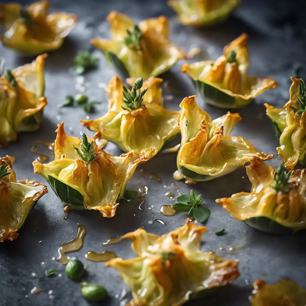 Zucchini Blossom Fritters with Brie and Honey