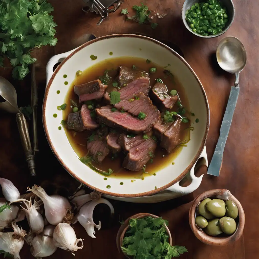 Braised Beef with Onions, Garlic, and Olives