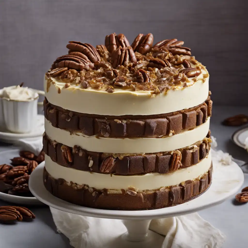 Pecan Cake with Pastry Cream and Chocolate