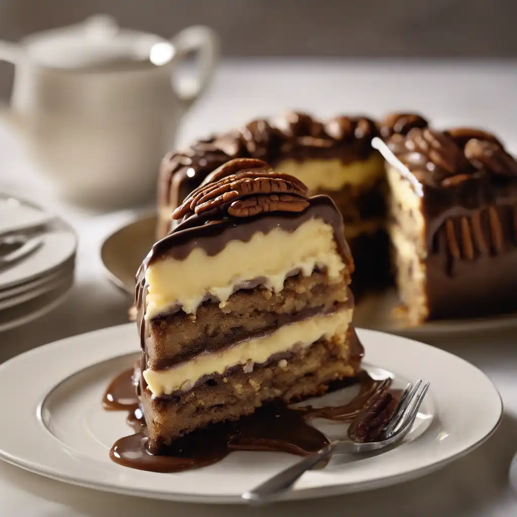 Pecan Cake with Pastry Cream and Chocolate