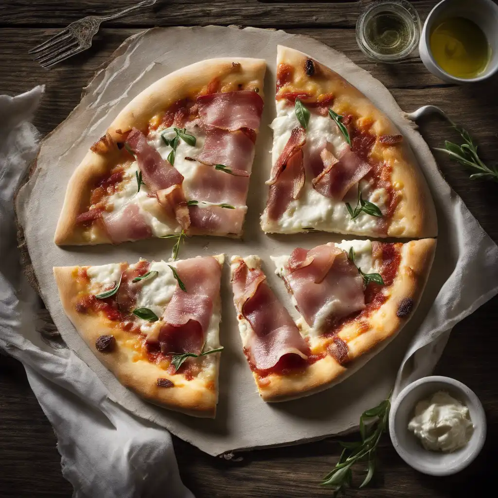 Foto de Pizza de mussarela, pancetta e ricota fresca (contadina)