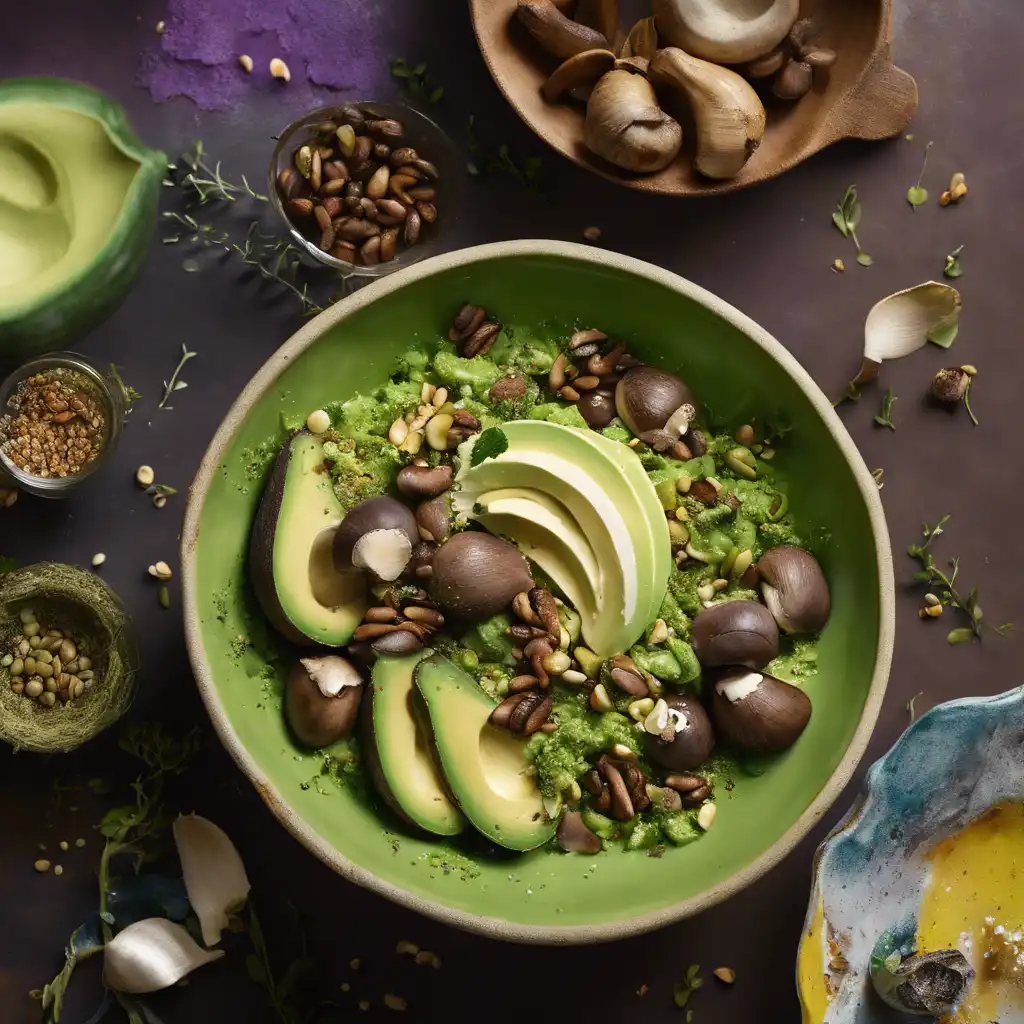 Creme of Avocado with Mushroom Salad