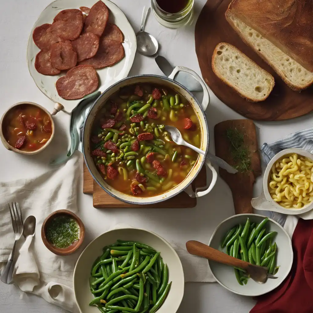 Broth with Green Beans and Linguiça