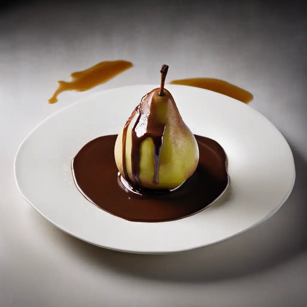 Pear with Light Chocolate Sauce