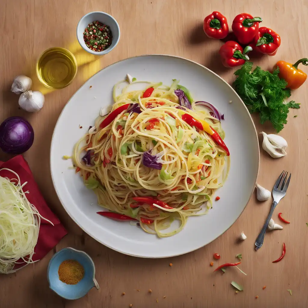 Spaghetti with cabbage and a spicy kick