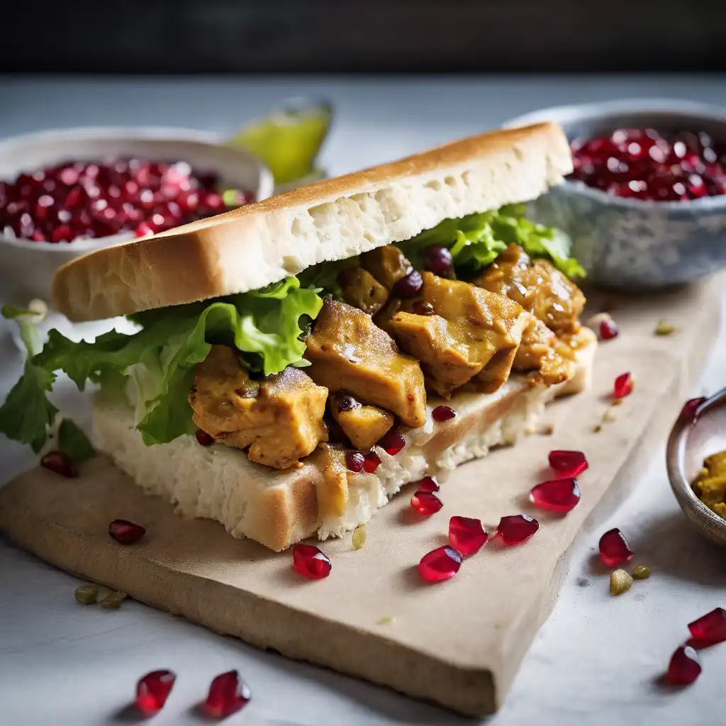 Chicken Curry Sandwich with Pomegranate and Raisins