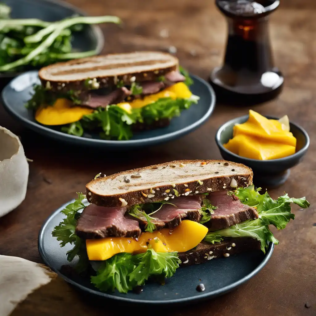 Beef Sandwich with Thyme Sauce and Mango Chutney