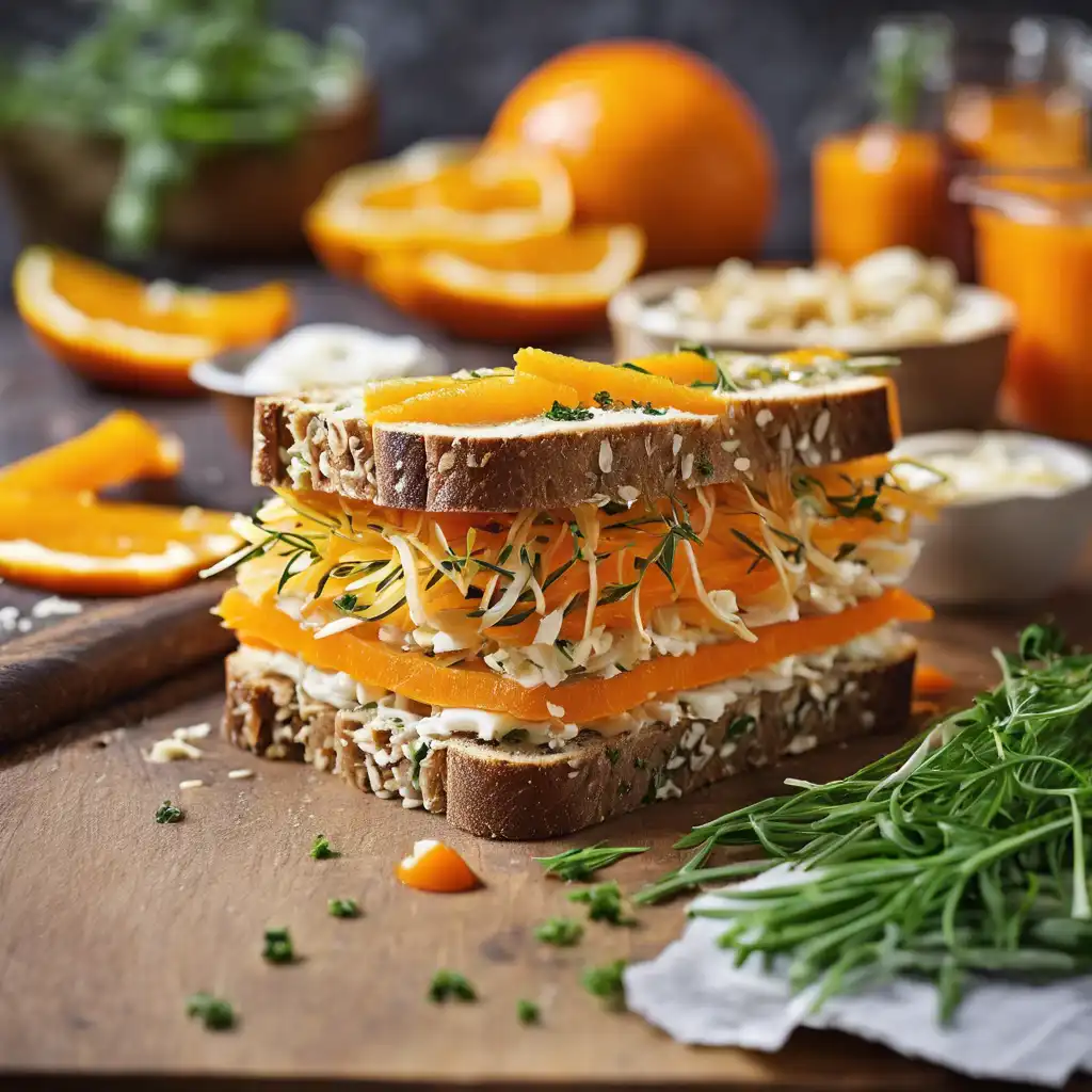 Vegetarian Orange Sandwich with Caramelized Onion and Herbs