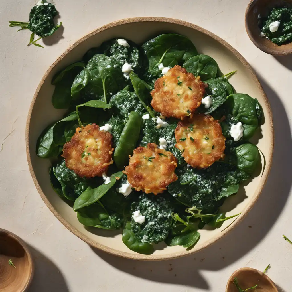 Spinach with Spinach Fritter