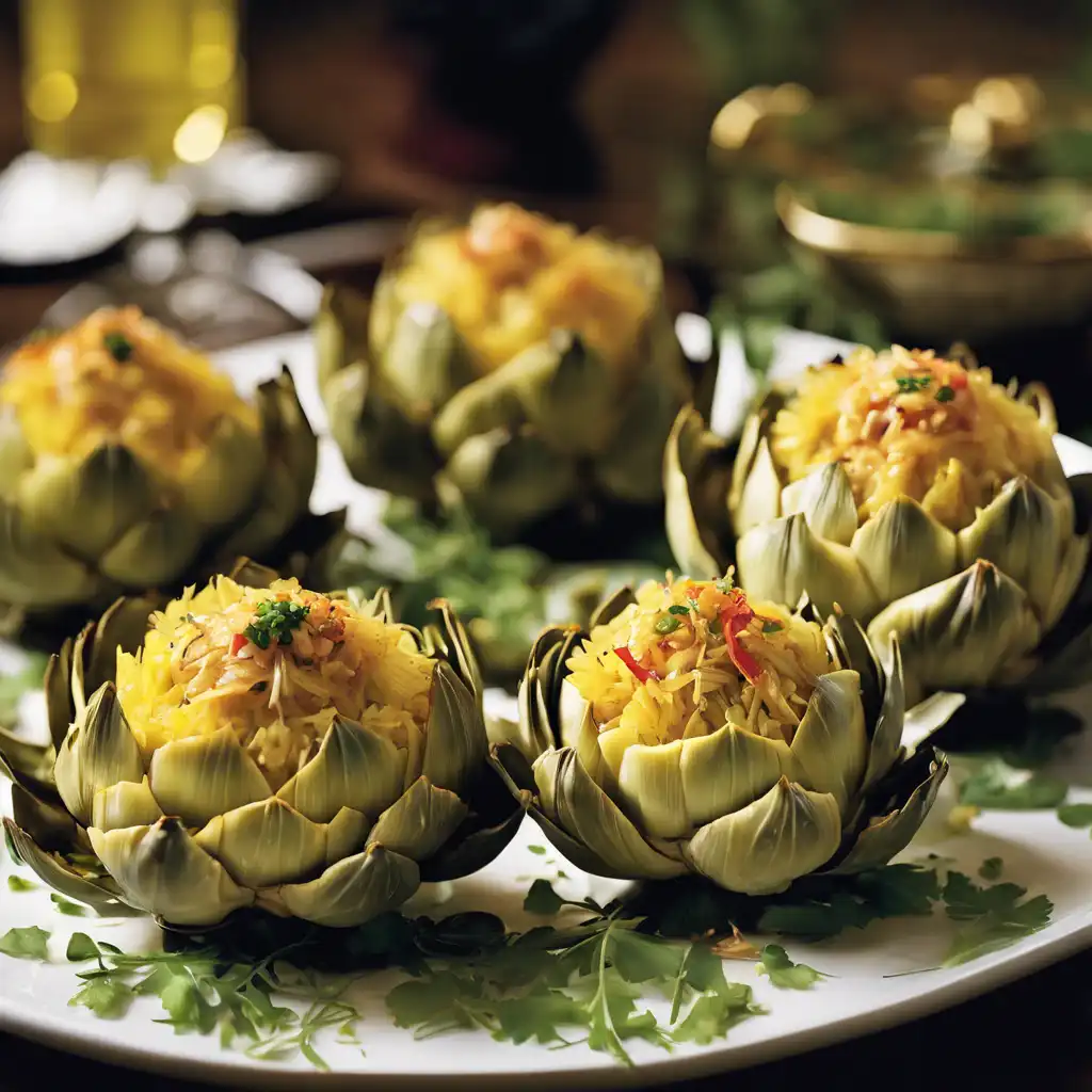 Stuffed Artichokes with Crab Rice