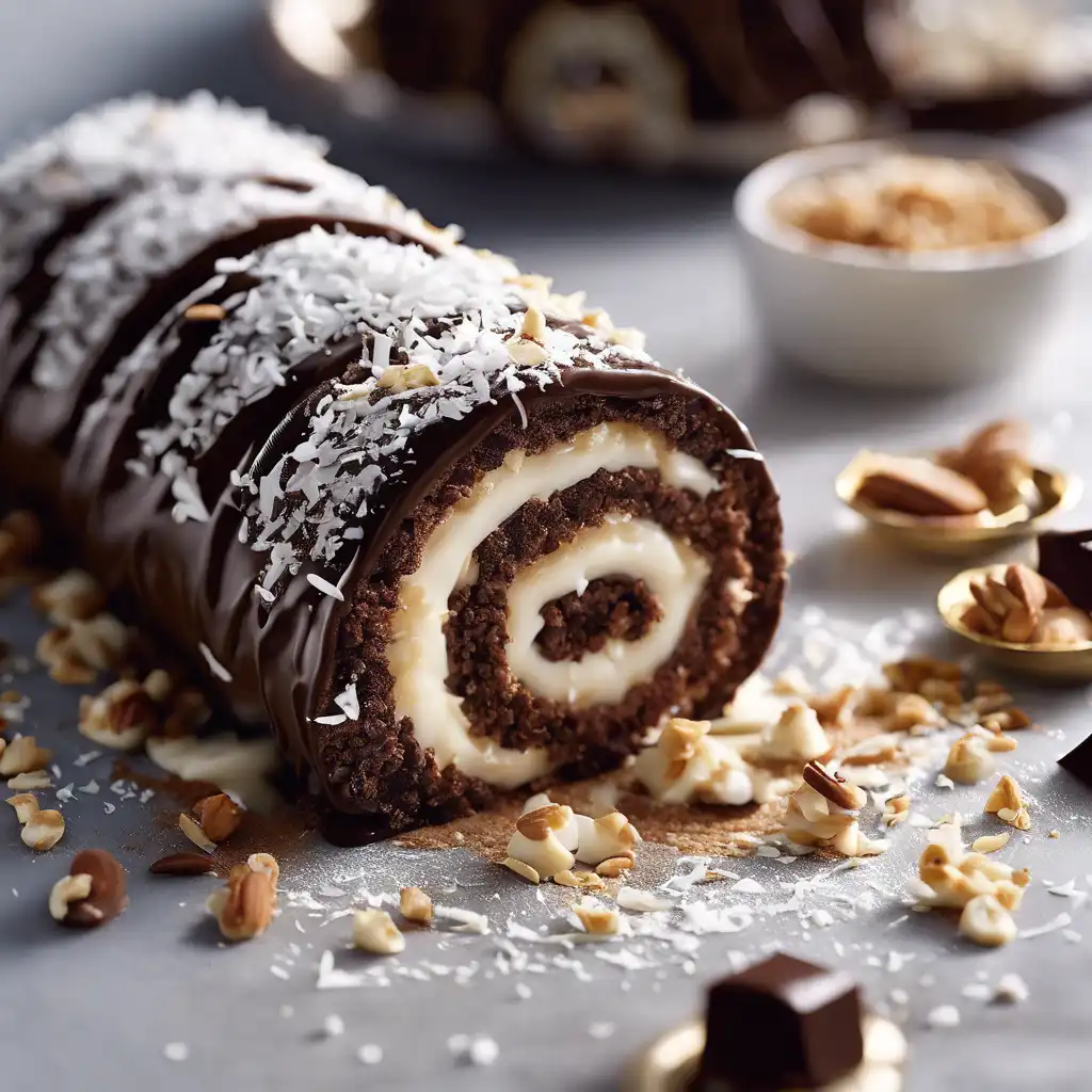 Chocolate Roll with Coconut and Nut Filling