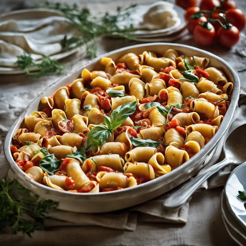 Foto de Salada de conchiglioni com tomate gratinado