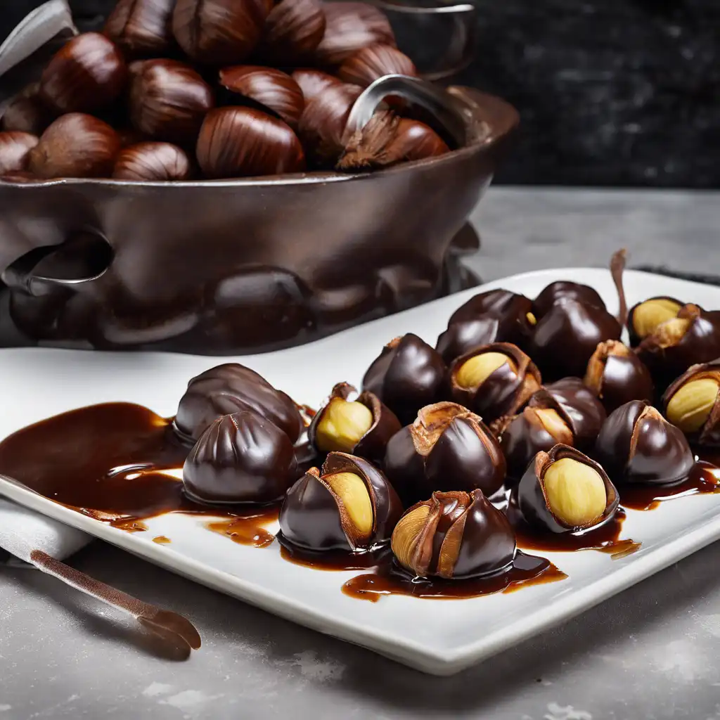 Roasted Chestnuts with Chocolate Syrup