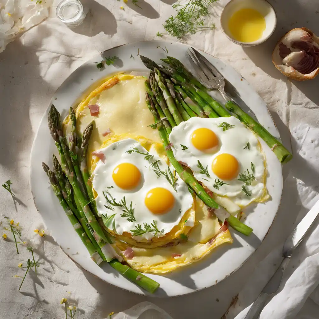 Ham and Asparagus Omelette with Camembert and Herbs