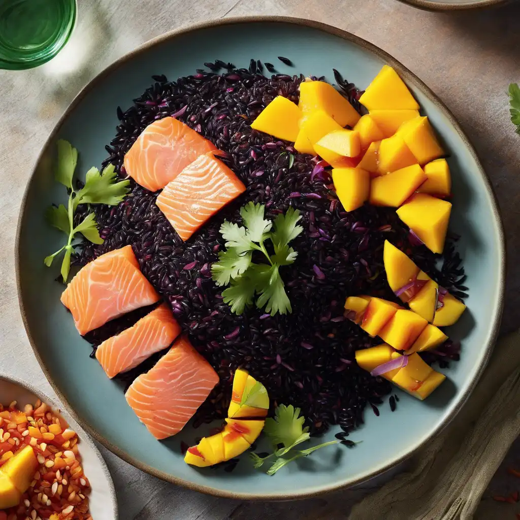 Black Rice with Salmon and Mango