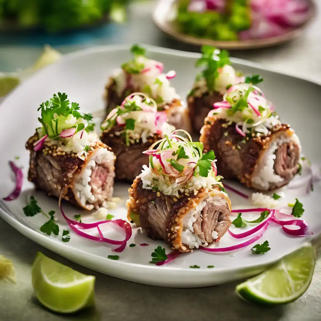 Mini Beef Rolls with Rice Salad